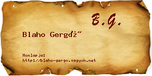 Blaho Gergő névjegykártya